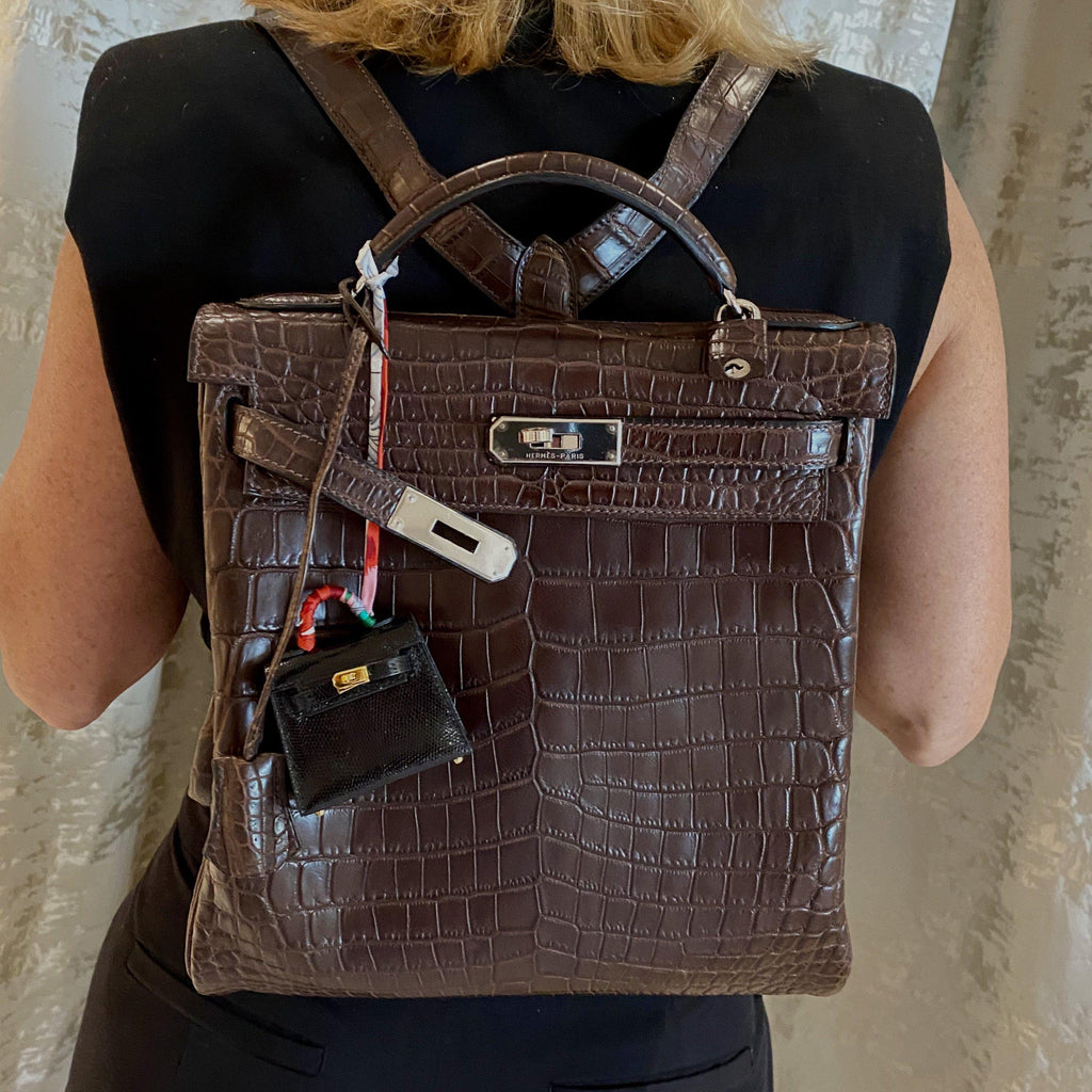 Hermes Kelly Ado 27 Matte Havane Nilo Crocodile with Palladium Hardware