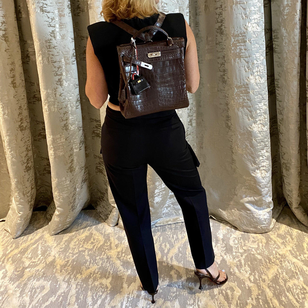 Hermes Kelly Ado 27 Matte Havane Nilo Crocodile with Palladium Hardware