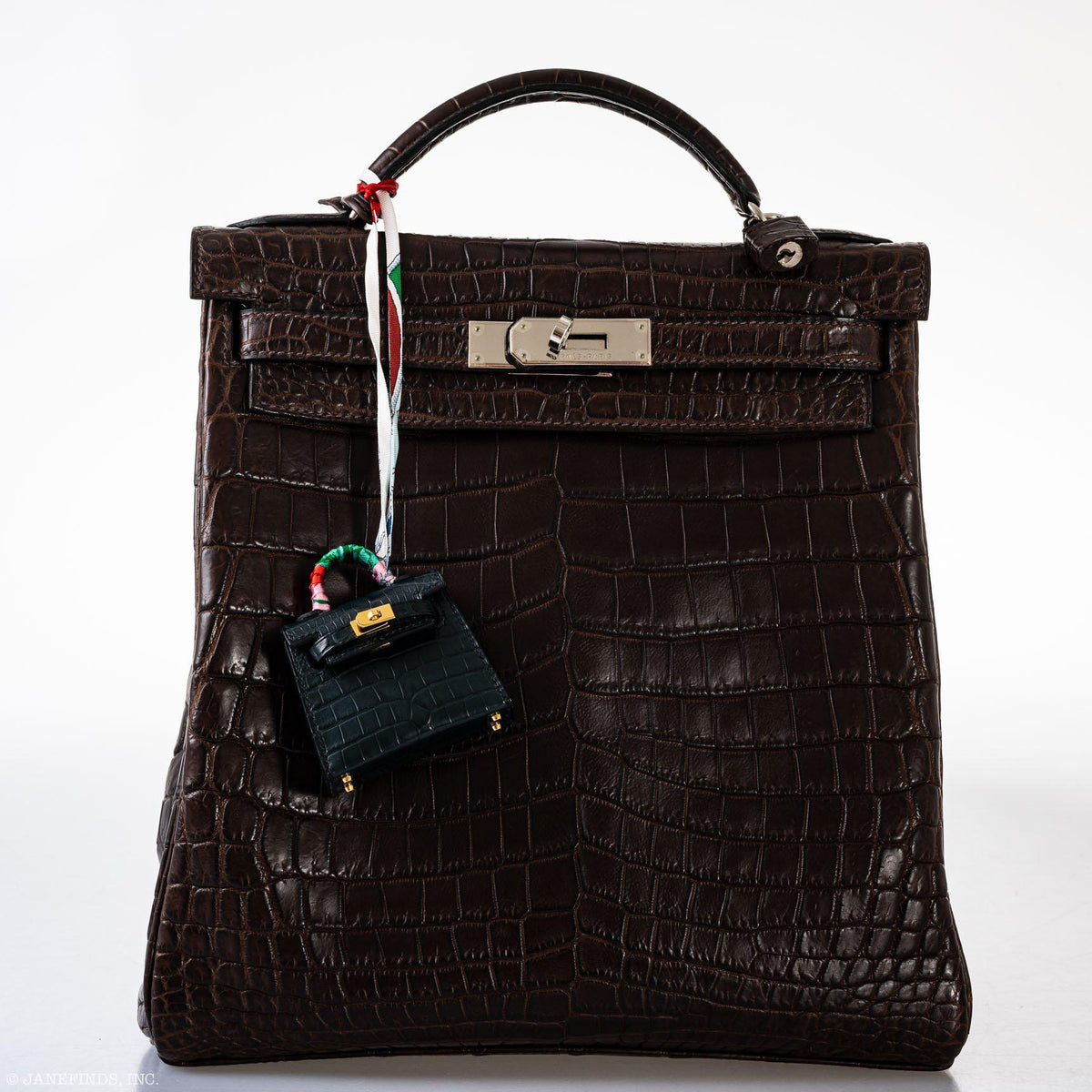 Hermes Kelly Ado 27 Matte Havane Nilo Crocodile with Palladium Hardware