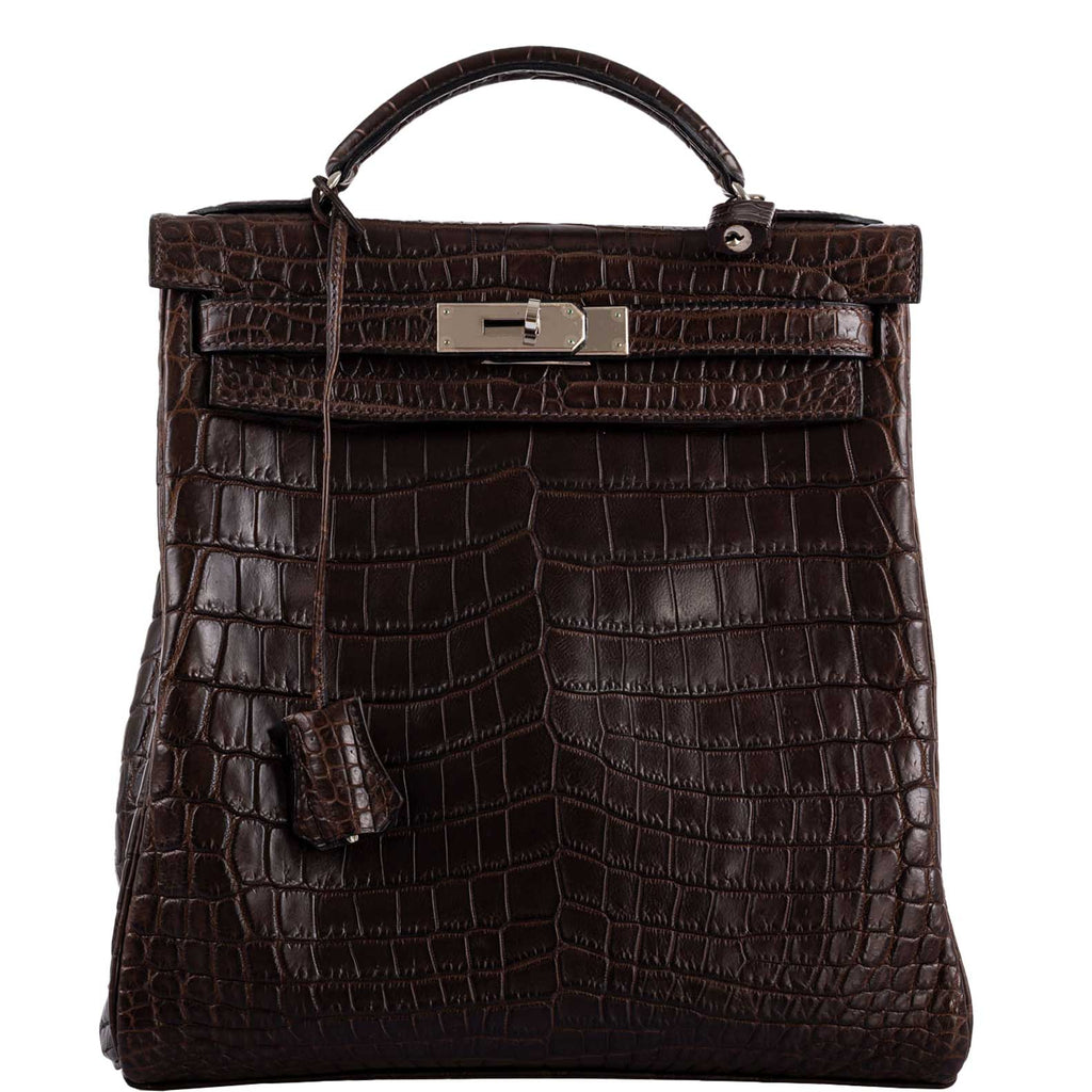 Hermes Kelly Ado 27 Matte Havane Nilo Crocodile with Palladium Hardware