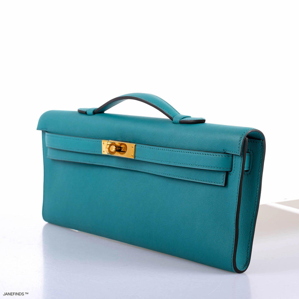 Hermes Kelly Cut Blue Paon Swift leather Gold Hardware