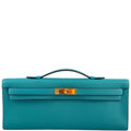 Hermes Kelly Cut Blue Paon Swift leather Gold Hardware