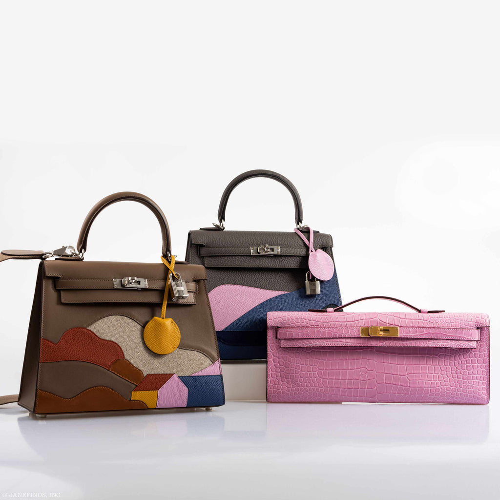 Hermes Kelly Cut Pochette 5P Bubblegum Pink Matte Porosus Crocodile Gold Hardware