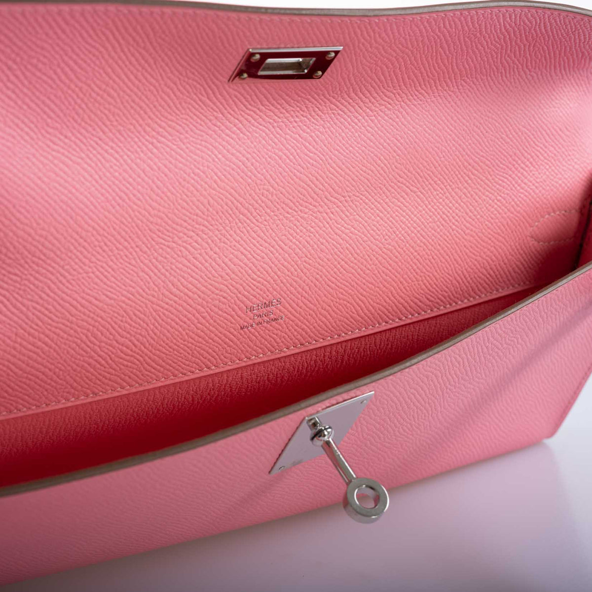 Hermes Kelly Cut Rose Confetti Epsom leather Palladium Hardware