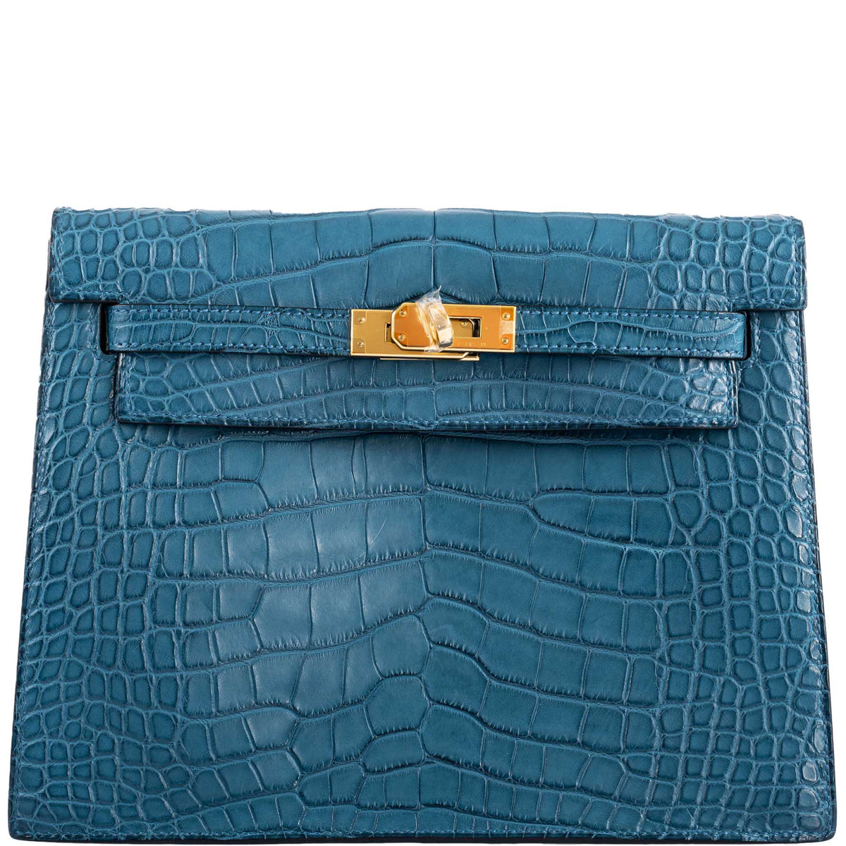 Hermes Kelly Danse Blue Colvert Matte Alligator with Gold Hardware