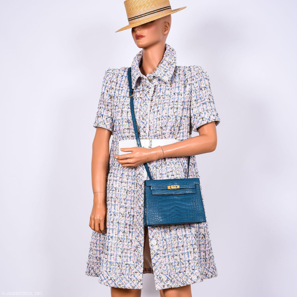 Hermes Kelly Danse Blue Colvert Matte Alligator with Gold Hardware