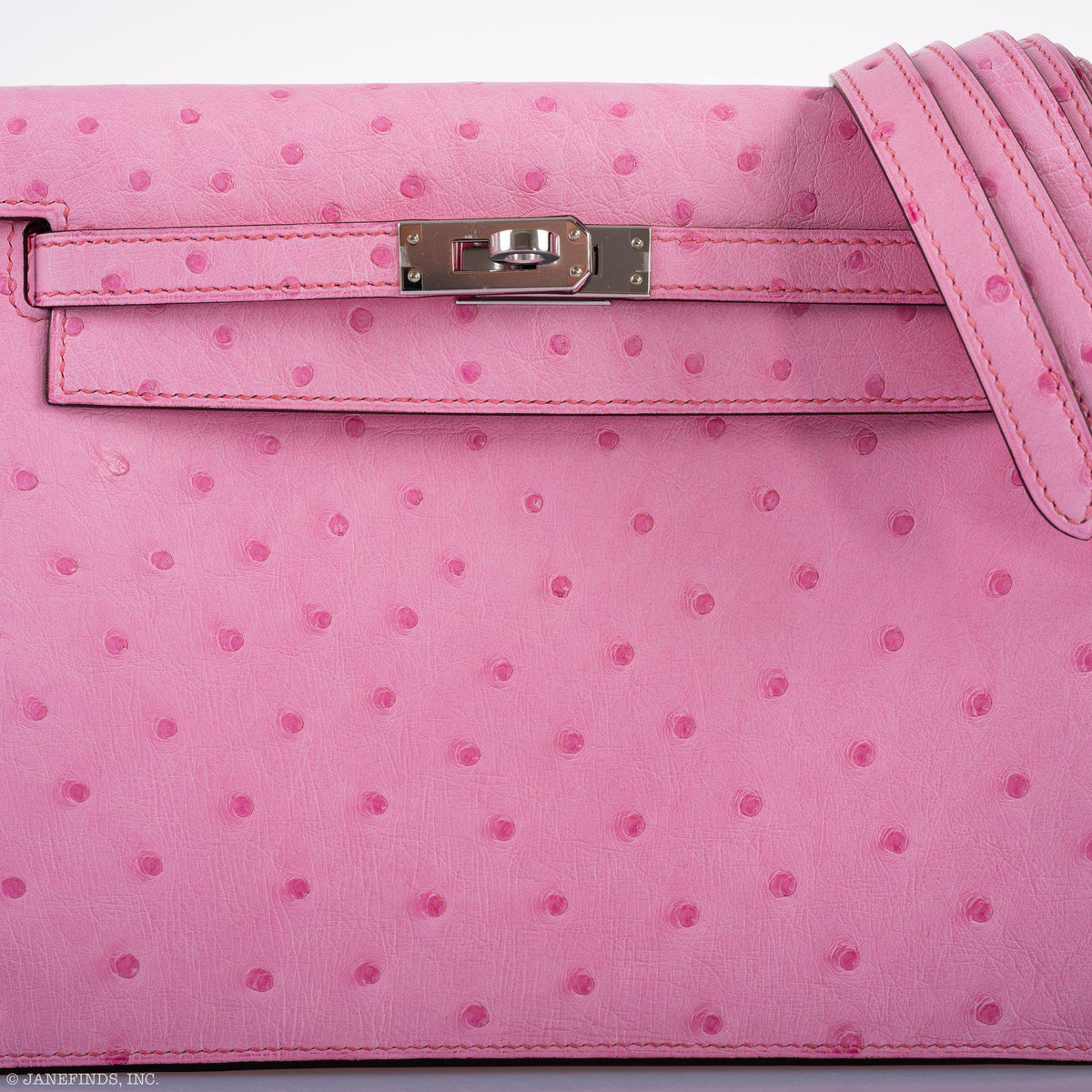 Hermes Kelly Danse II Bubblegum Pink 5P Ostrich Palladium Hardware
