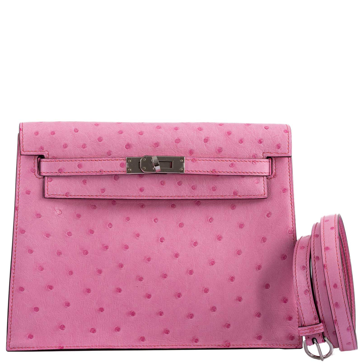 Hermes Kelly Danse II Bubblegum Pink 5P Ostrich Palladium Hardware