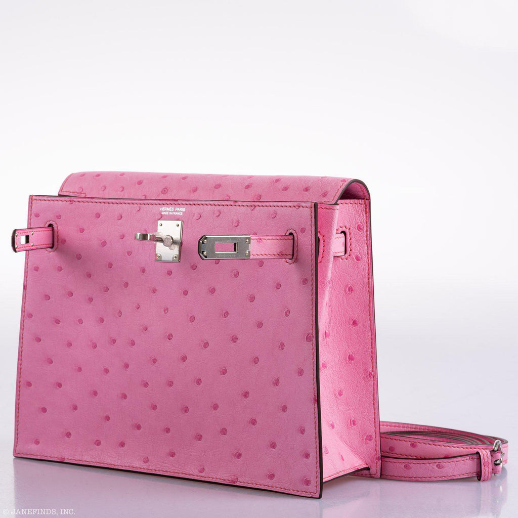 Hermes Kelly Danse II Bubblegum Pink 5P Ostrich Palladium Hardware