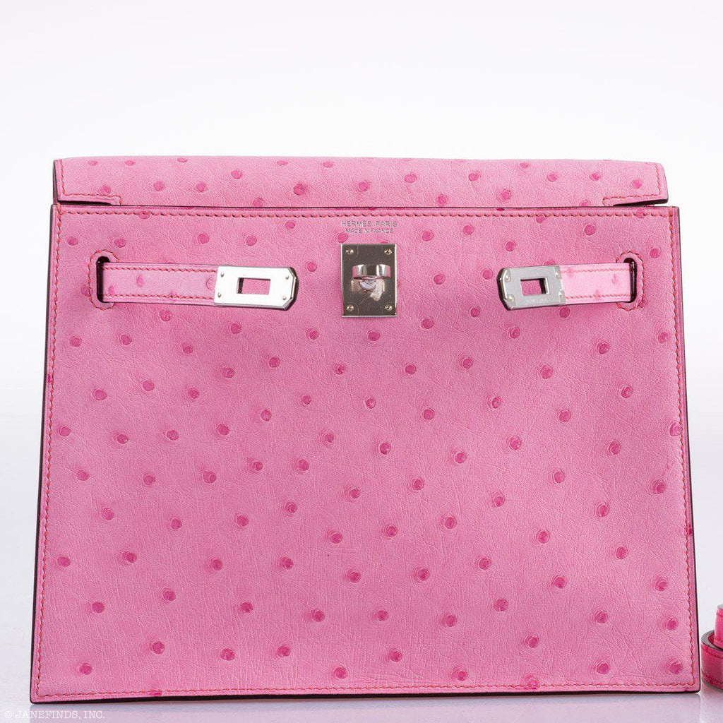 Hermes Kelly Danse II Bubblegum Pink 5P Ostrich Palladium Hardware