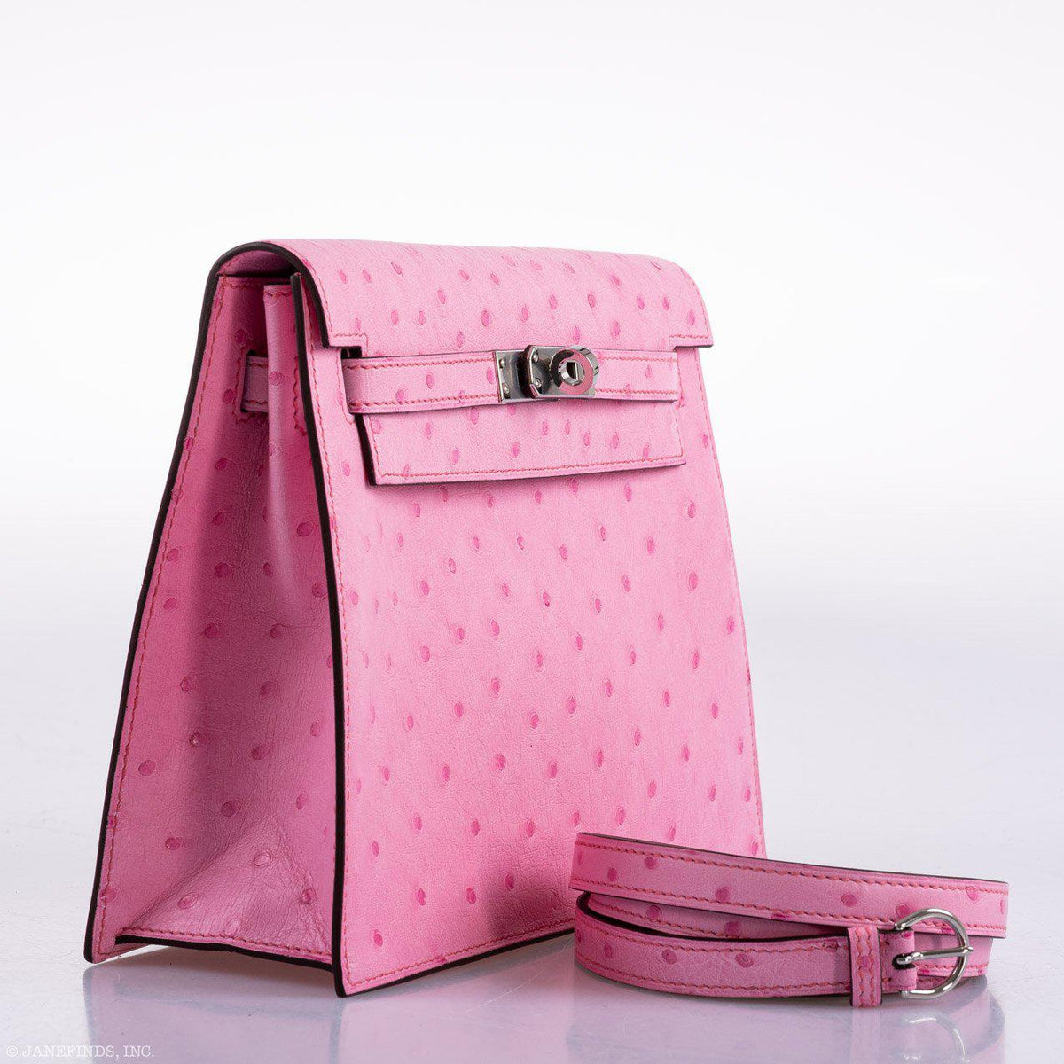 Hermes Kelly Danse II Bubblegum Pink 5P Ostrich Palladium Hardware