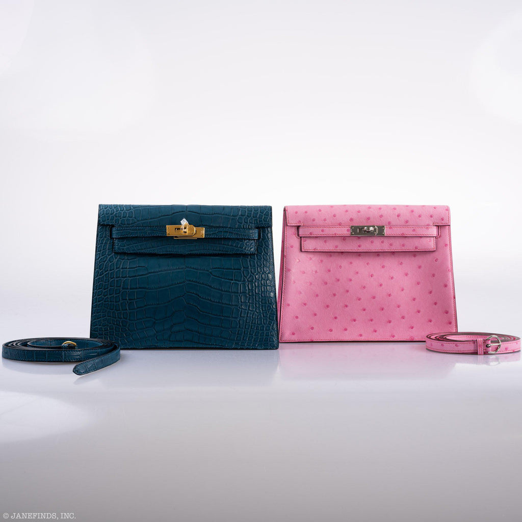 Hermes Kelly Danse II Bubblegum Pink 5P Ostrich Palladium Hardware