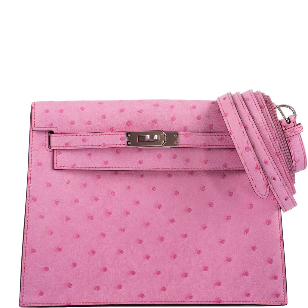 Hermes Kelly Danse II Bubblegum Pink 5P Ostrich Palladium Hardware