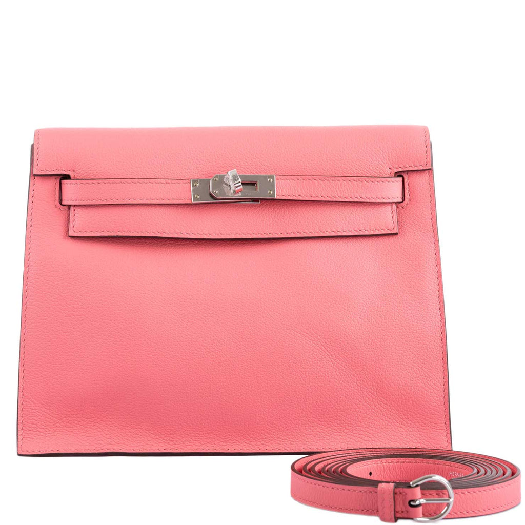 Hermes Kelly Danse II Rose D'ete Evercolor leather Palladium Hardware