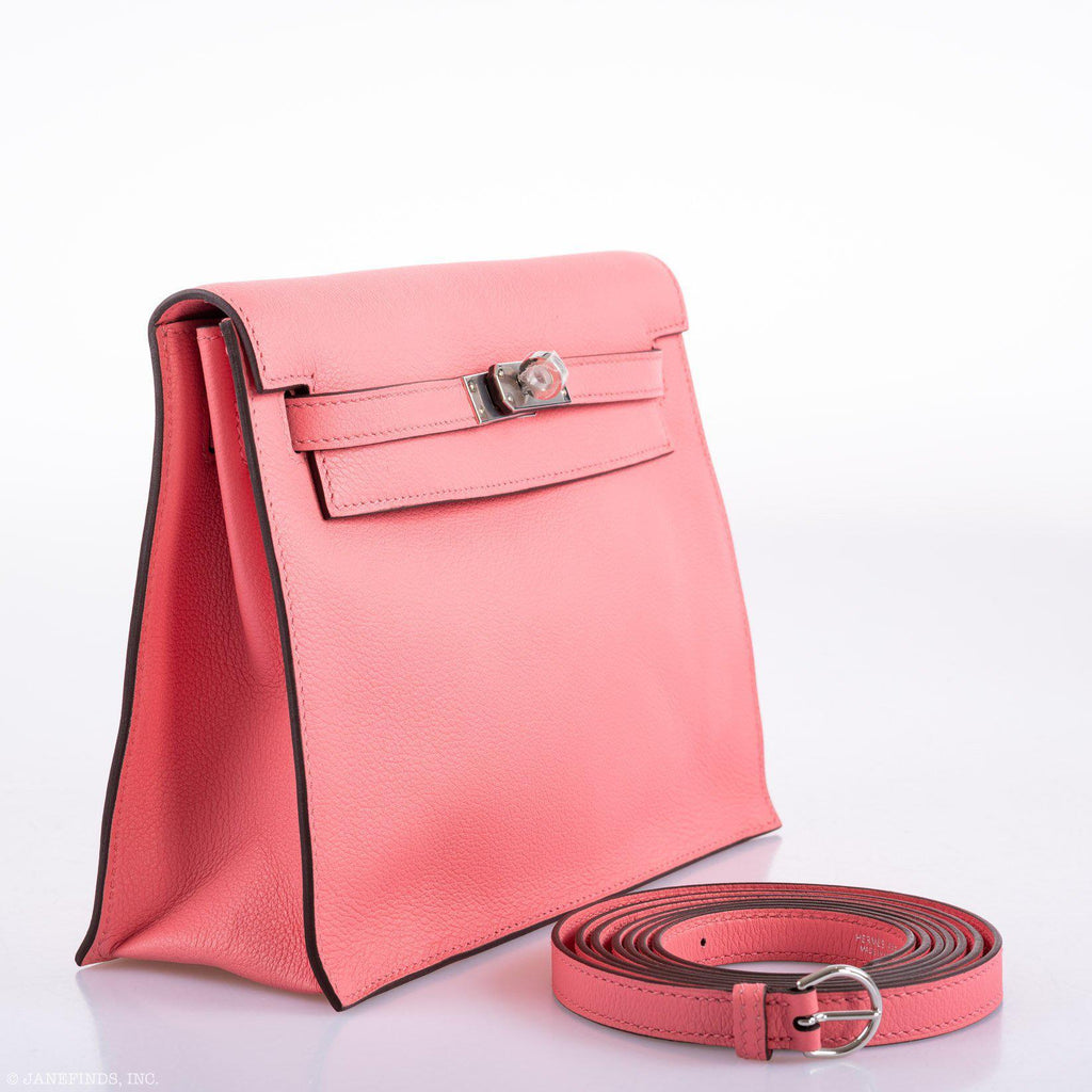 Hermes Kelly Danse II Rose D'ete Evercolor leather Palladium Hardware
