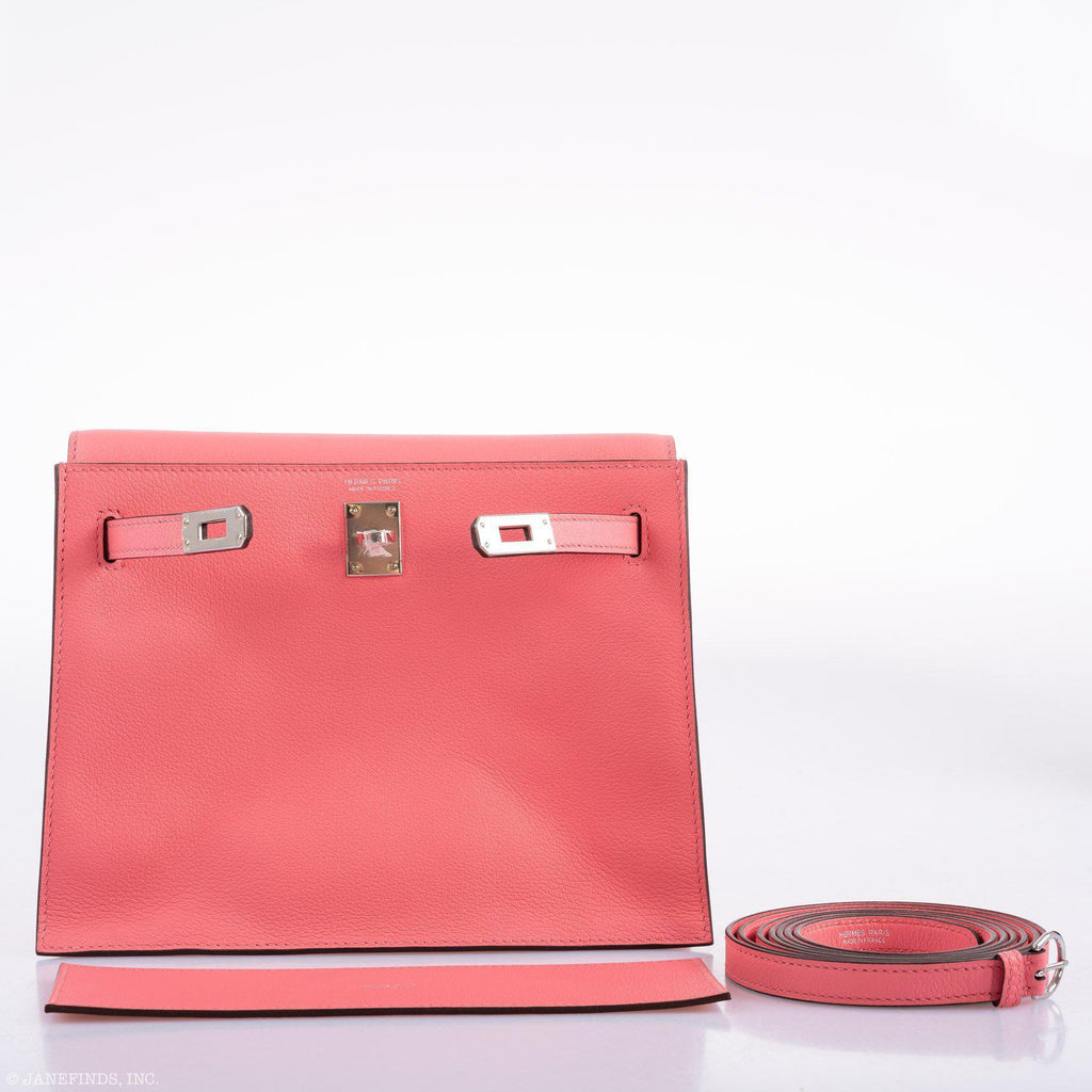 Hermes Kelly Danse II Rose D'ete Evercolor leather Palladium Hardware