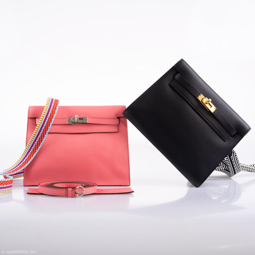 Hermes Kelly Danse II Rose D'ete Evercolor leather Palladium Hardware