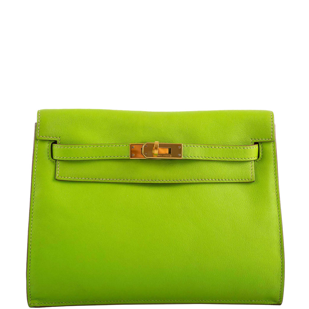 Hermes Kelly Danse II Vert Cru Swift with Gold Hardware