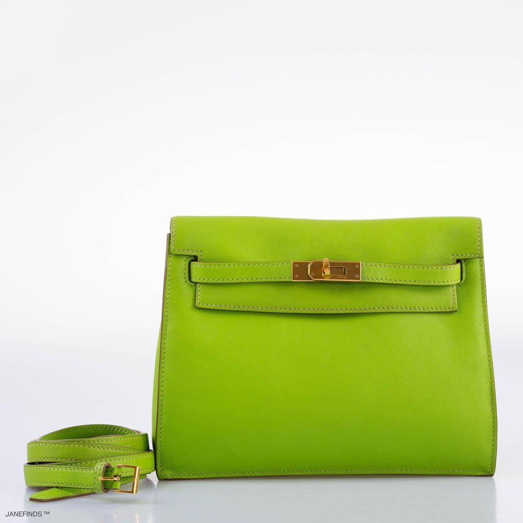 Hermes Kelly Danse II Vert Cru Swift with Gold Hardware