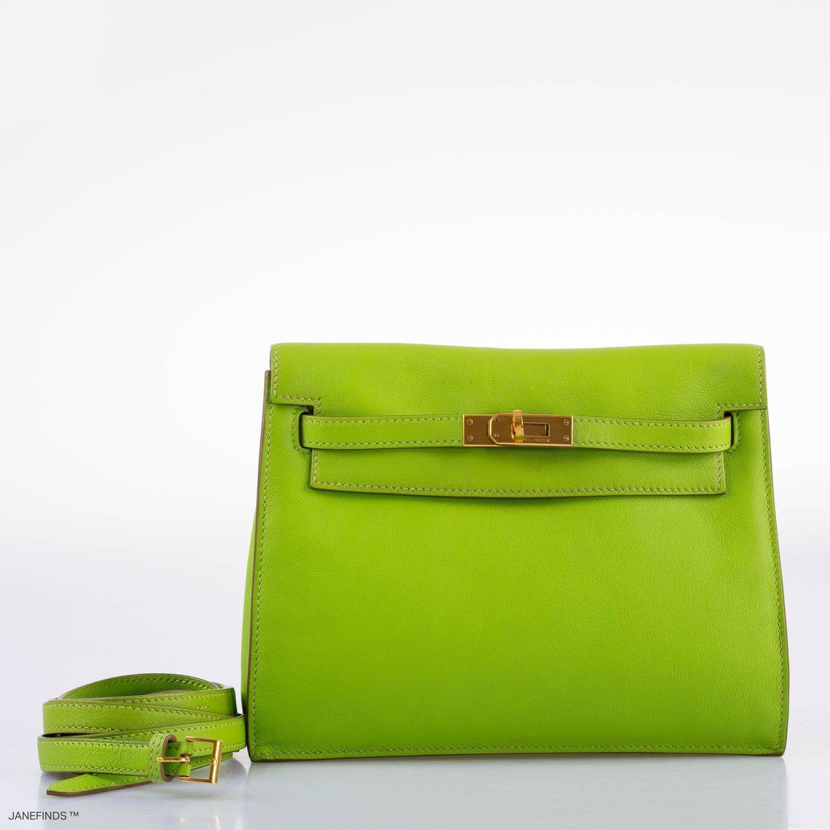Hermes Kelly Danse II Vert Cru Swift with Gold Hardware