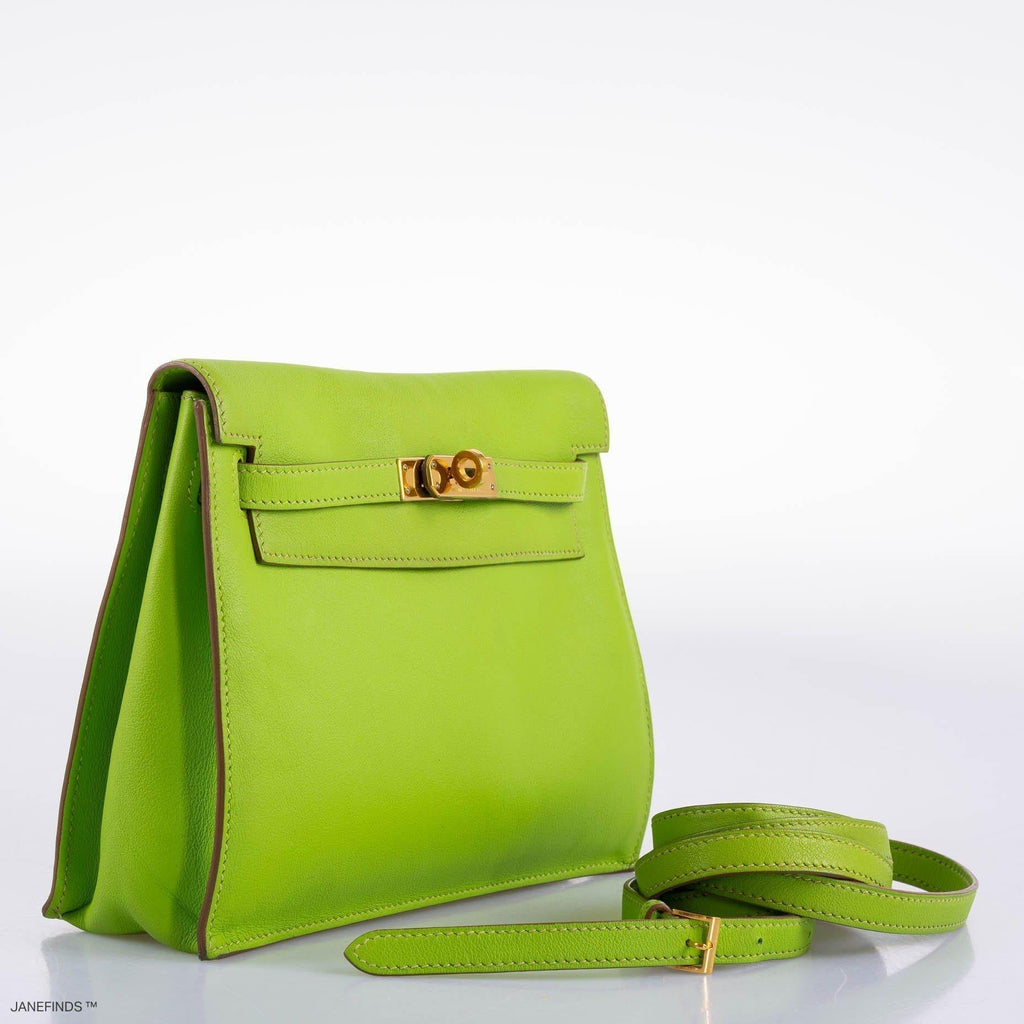 Hermes Kelly Danse II Vert Cru Swift with Gold Hardware