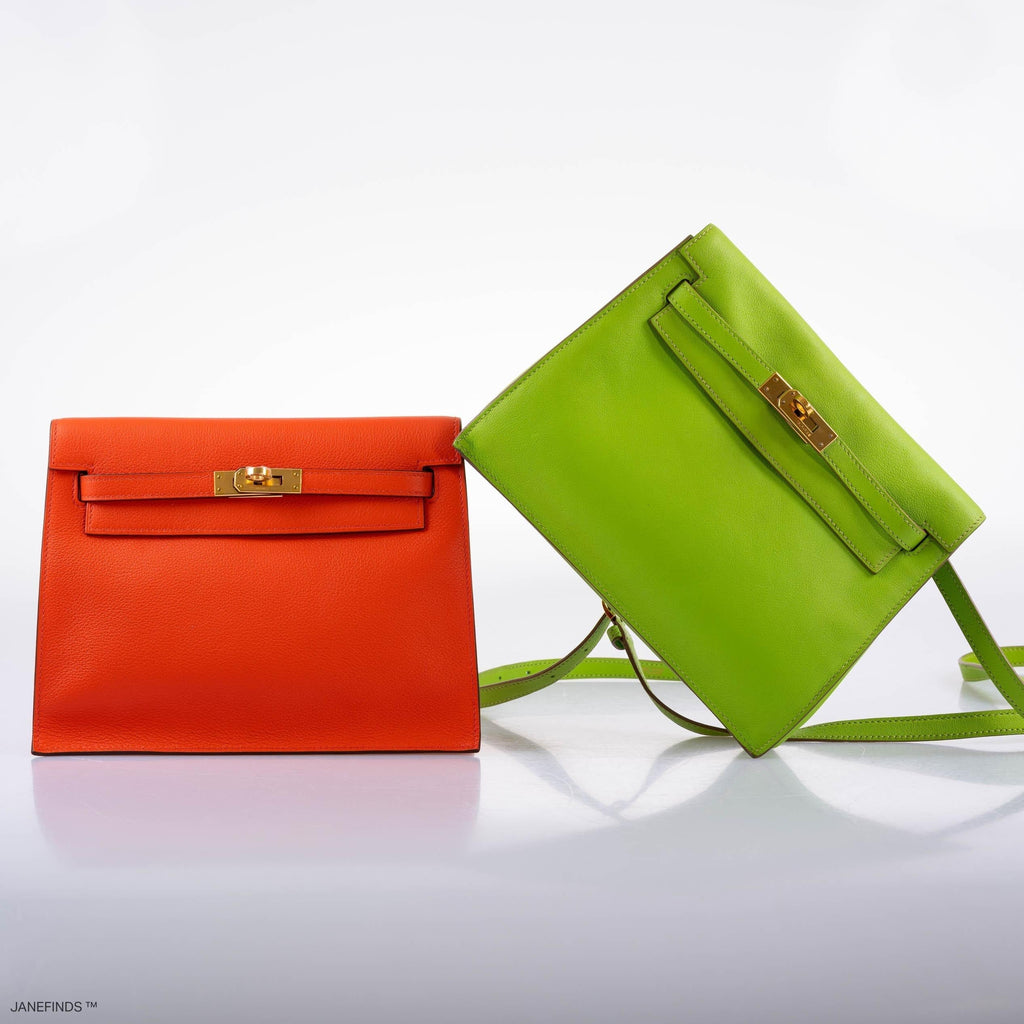 Hermes Kelly Danse II Vert Cru Swift with Gold Hardware
