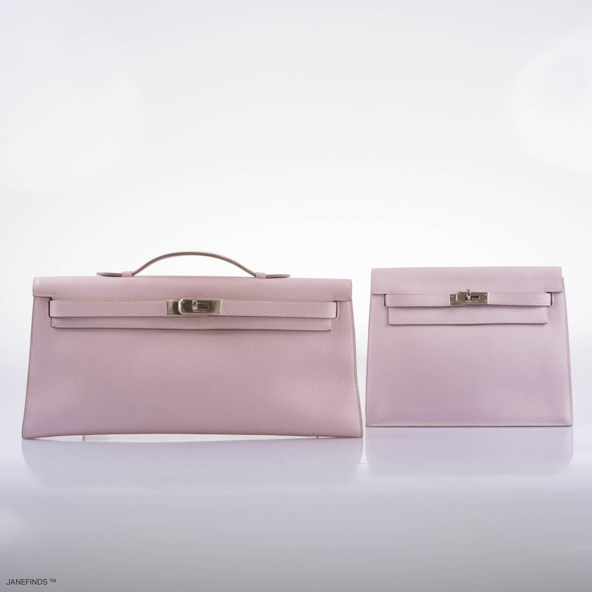 Hermes Kelly Longue Rose Dragee Evergrain with Palladium Hardware
