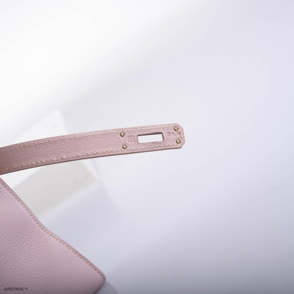 Hermes Kelly Longue Rose Dragee Evergrain with Palladium Hardware