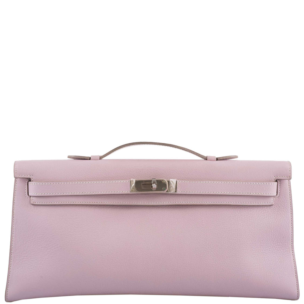 Hermes Kelly Longue Rose Dragee Evergrain with Palladium Hardware