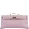 Hermes Kelly Longue Rose Dragee Evergrain with Palladium Hardware