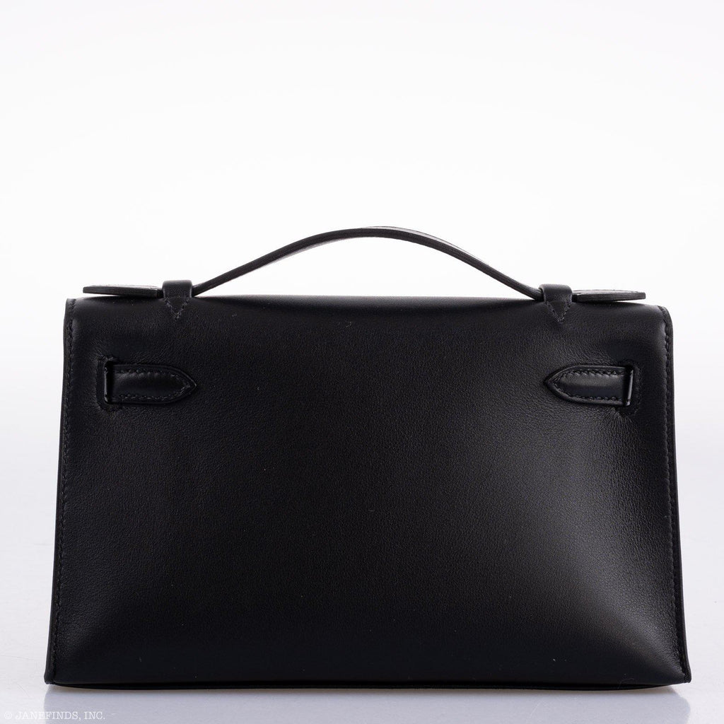 Hermes Kelly Mini Pochette Black Swift leather Gold Hardware