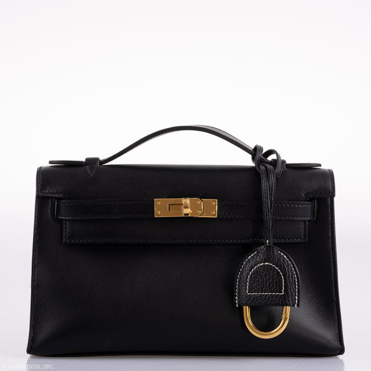 Hermes Kelly Mini Pochette Black Swift leather Gold Hardware