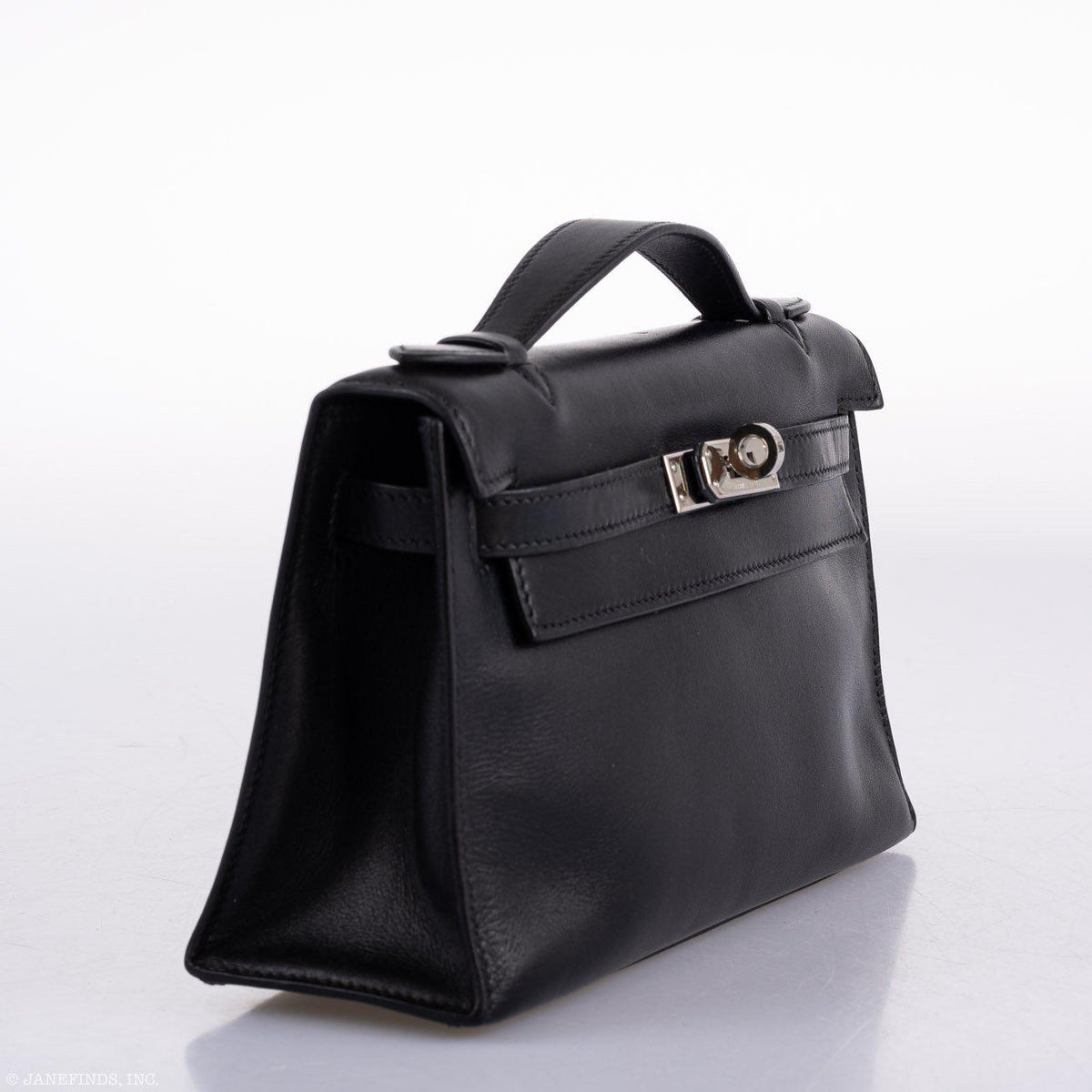 Hermes Kelly Mini Pochette Black Swift with Palladium Hardware