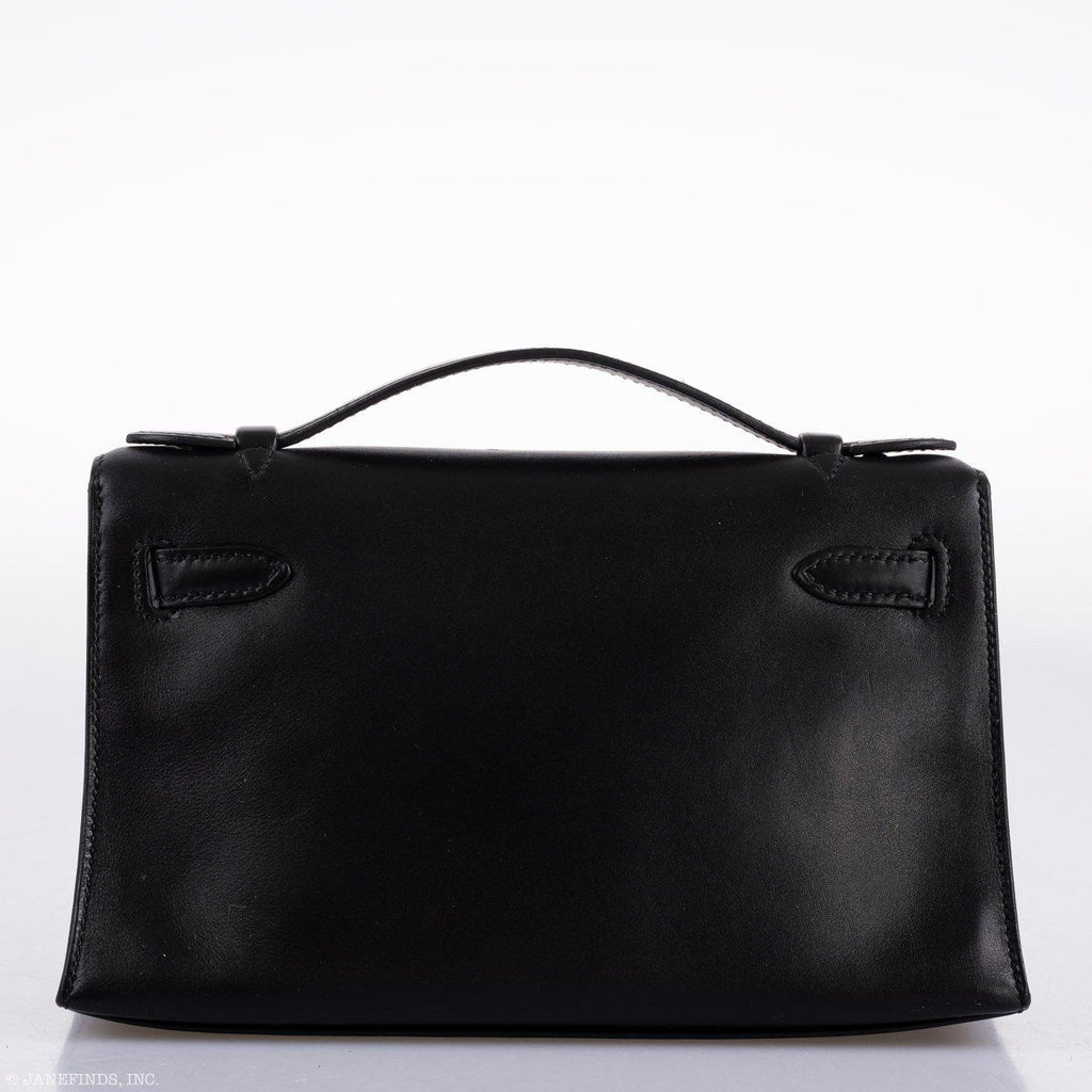 Hermes Kelly Mini Pochette Black Swift with Palladium Hardware