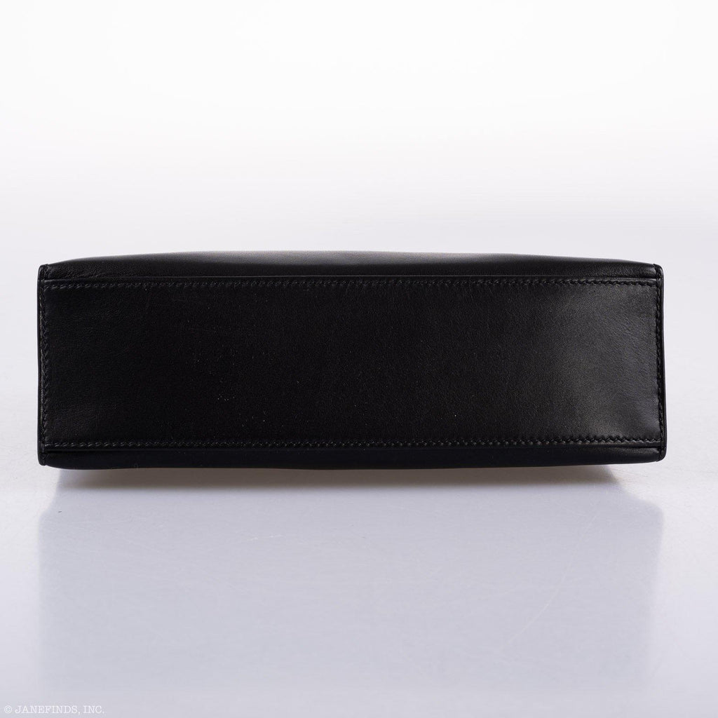 Hermes Kelly Mini Pochette Black Swift with Palladium Hardware