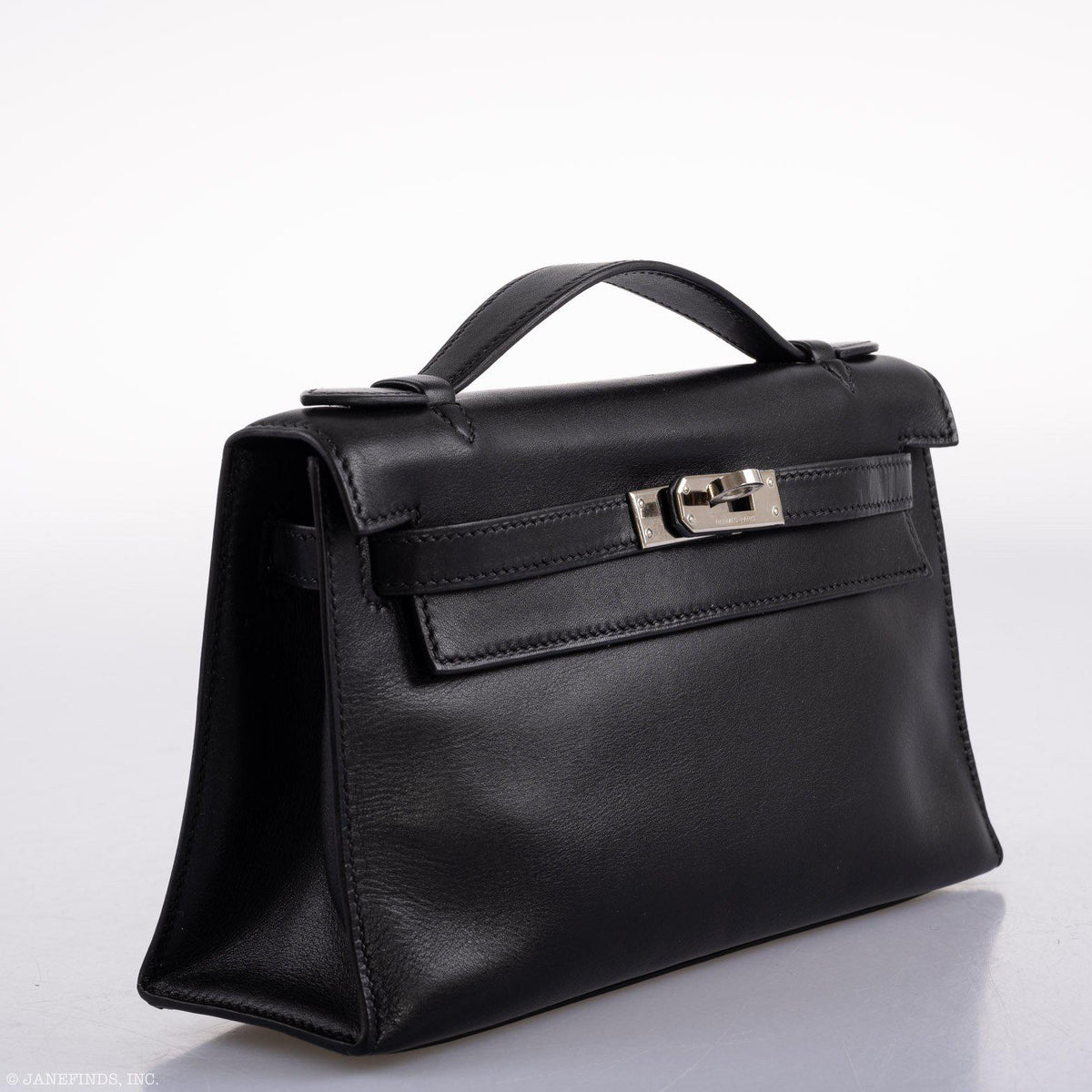 Hermes Kelly Mini Pochette Black Swift with Palladium Hardware