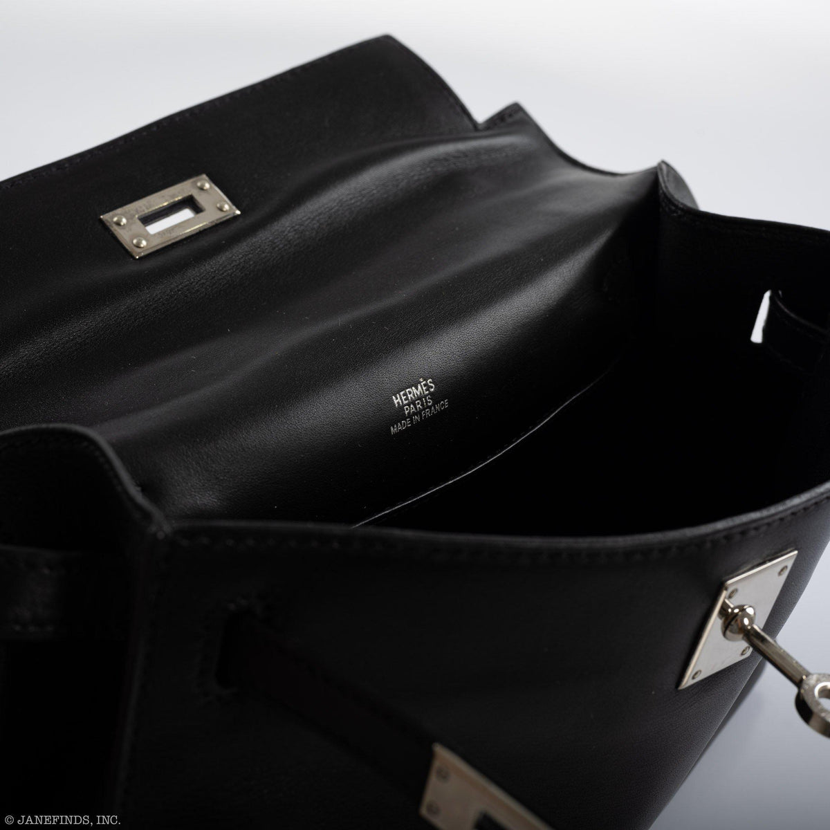 Hermes Kelly Mini Pochette Black Swift with Palladium Hardware