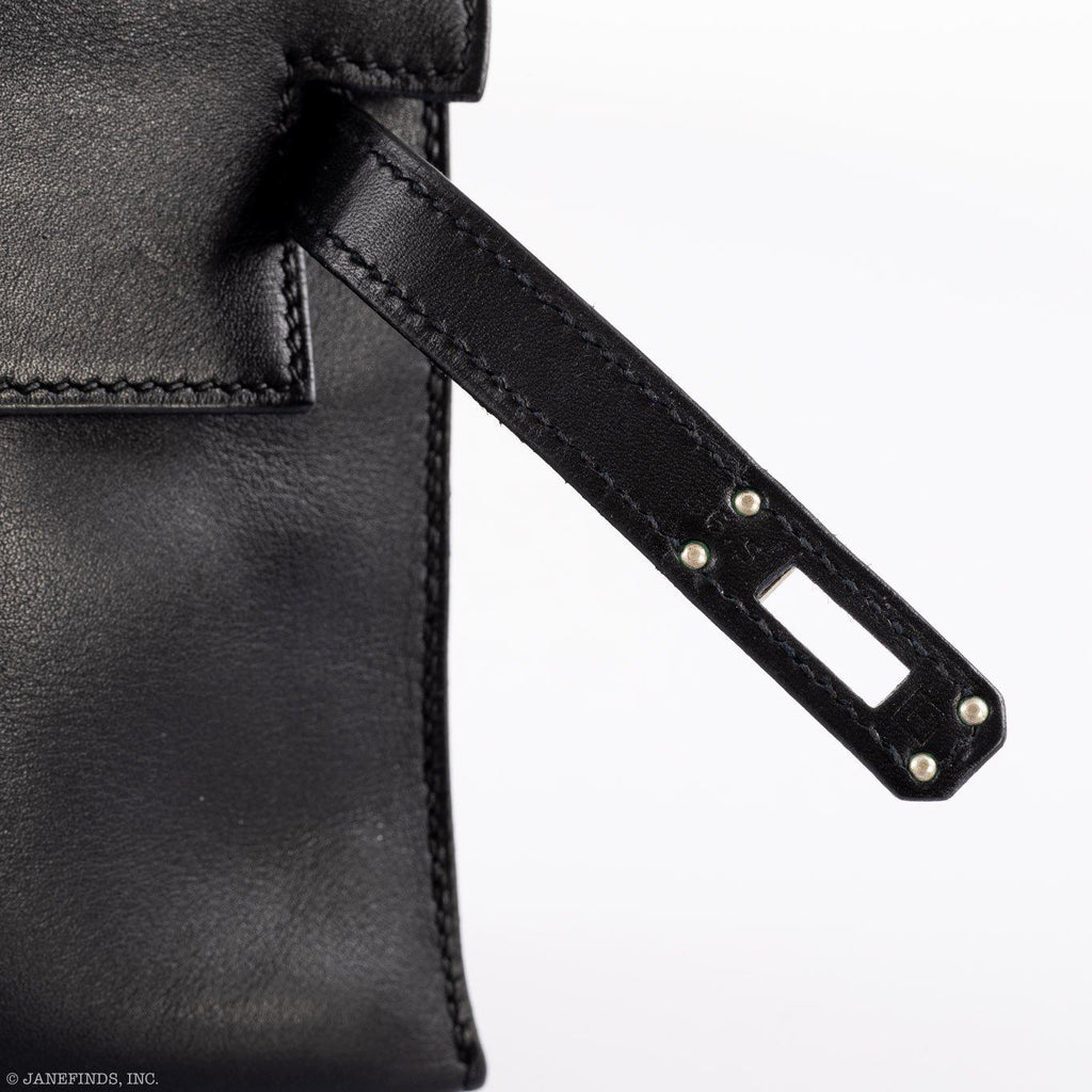 Hermes Kelly Mini Pochette Black Swift with Palladium Hardware