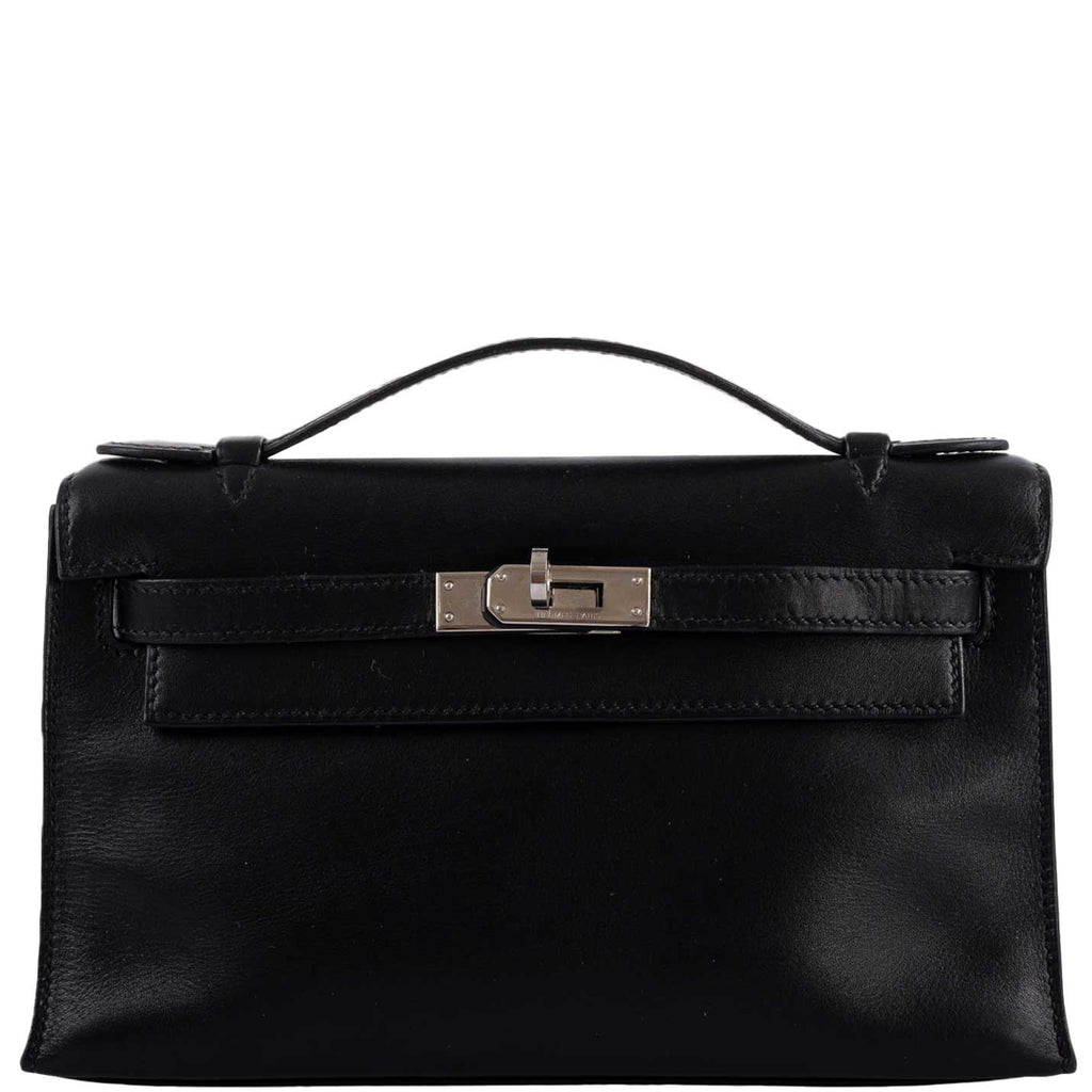 Hermes Kelly Mini Pochette Black Swift with Palladium Hardware