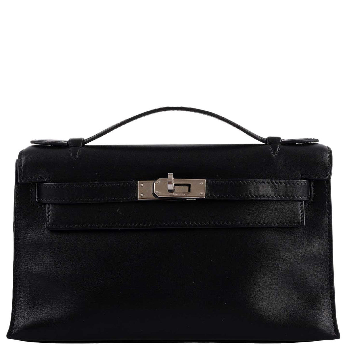 Hermes Kelly Mini Pochette Black Swift with Palladium Hardware