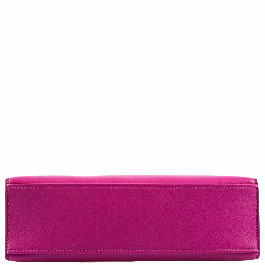 Hermes Kelly Mini Pochette Rose Pourpre Swift Palladium Hardware