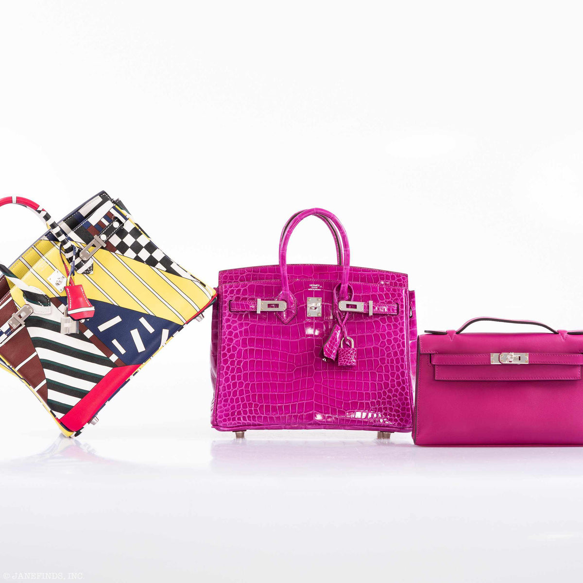 Hermes Kelly Mini Pochette Rose Pourpre Swift Palladium Hardware