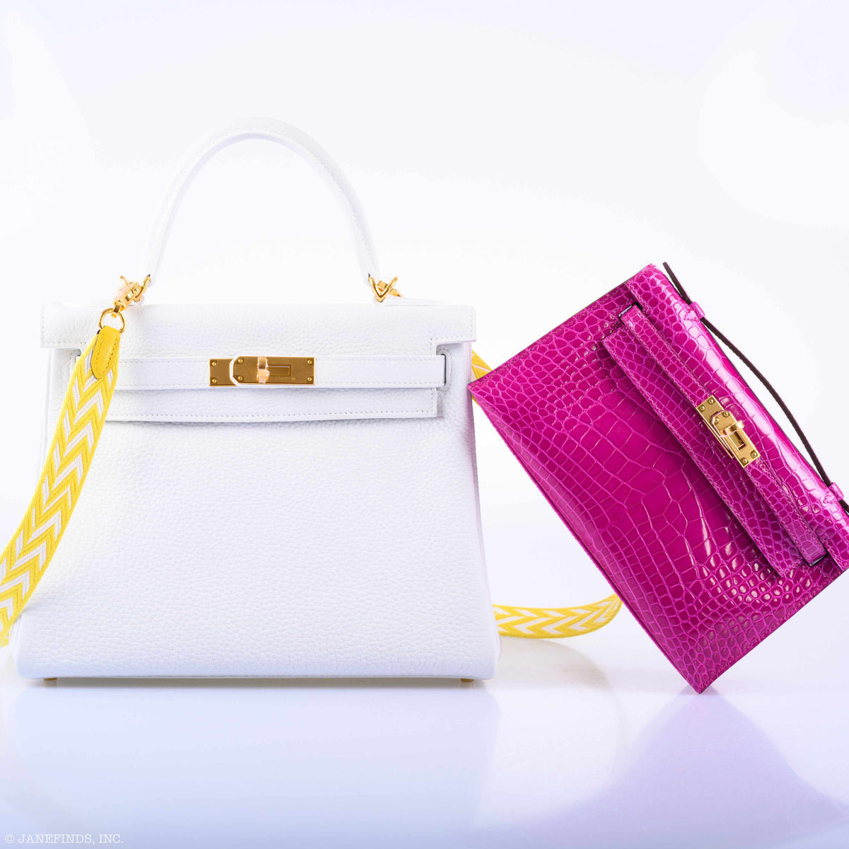 Hermes Kelly Mini Pochette Rose Scheherazade Shiny Alligator Gold Hardware
