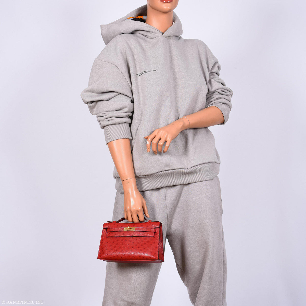 Hermes Kelly Mini Pochette Rouge Vif Ostrich Gold Hardware