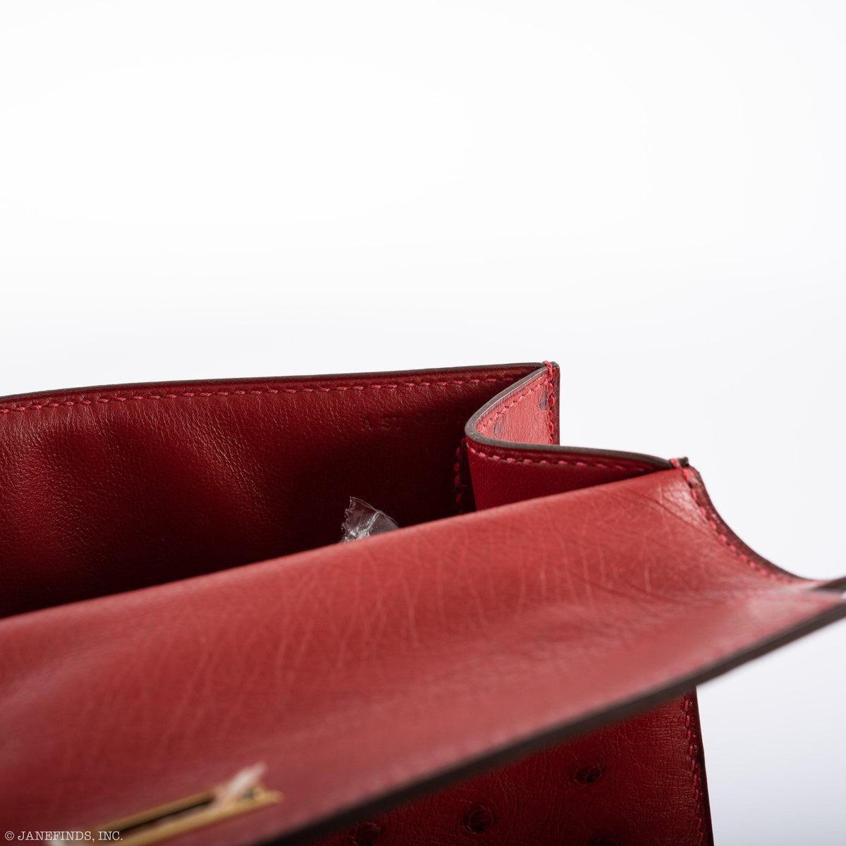 Hermes Kelly Mini Pochette Rouge Vif Ostrich Gold Hardware