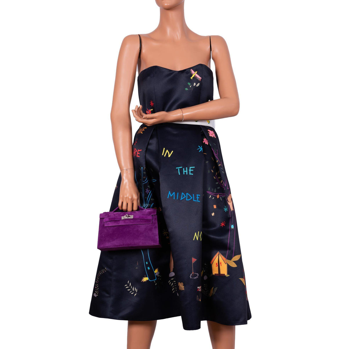 Hermes Kelly Pochette Violet Veau Doblis Suede Palladium Hardware