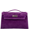 Hermes Kelly Pochette Violet Veau Doblis Suede Palladium Hardware