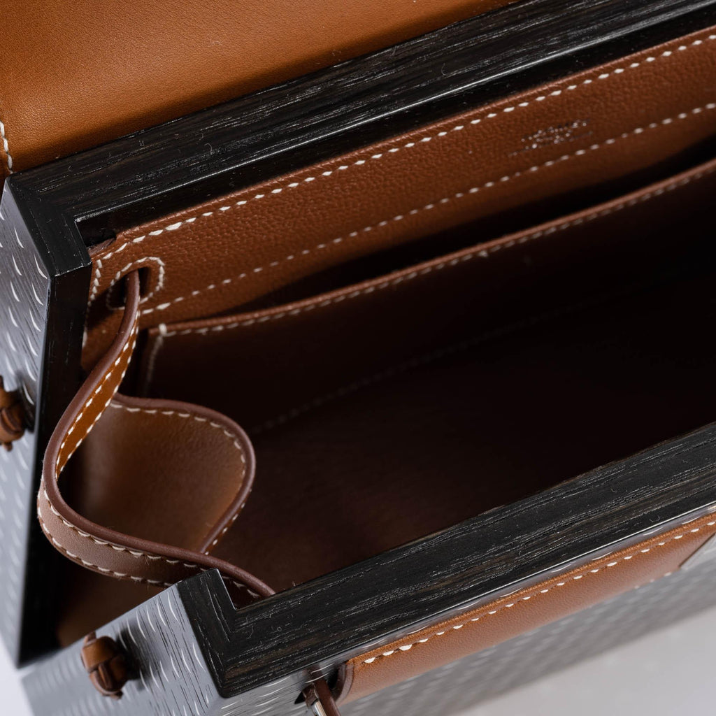 Hermes Kelly Wood 22 Bog Oak, Aluminum & Barenia with Palladium Hardware