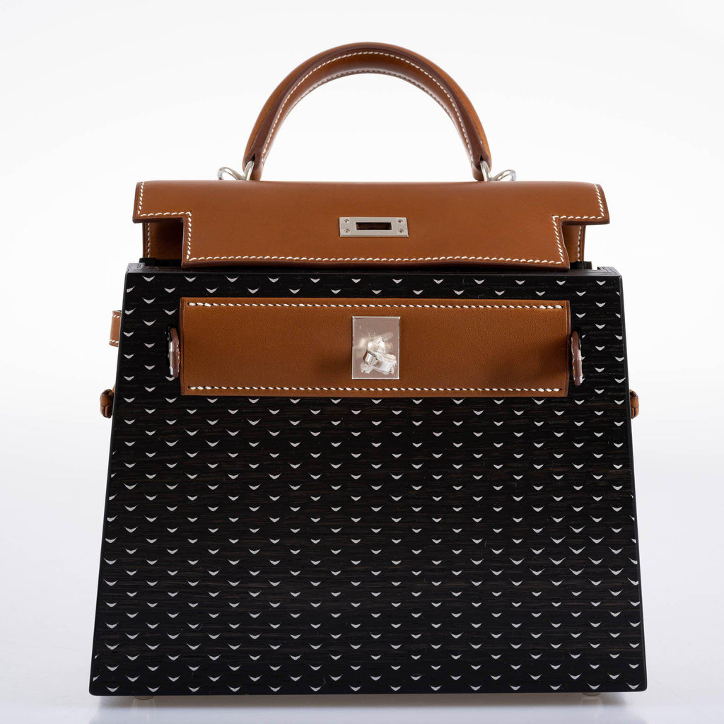 Hermes Kelly Wood 22 Bog Oak, Aluminum & Barenia with Palladium Hardware