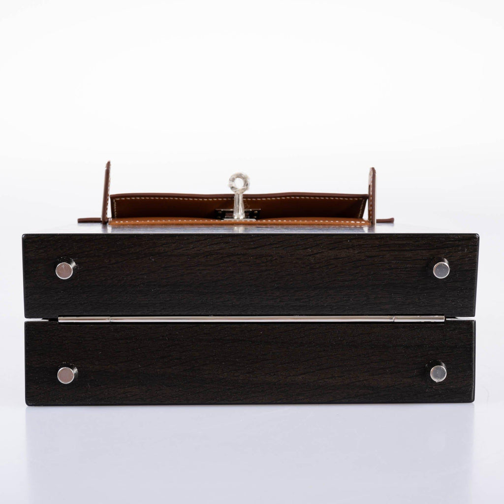 Hermes Kelly Wood 22 Bog Oak, Aluminum & Barenia with Palladium Hardware